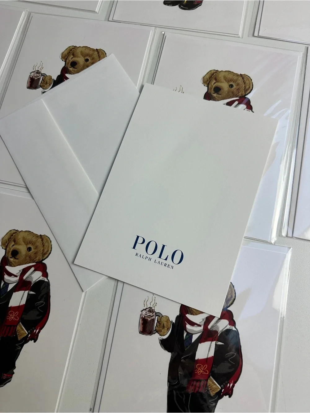 Polo Ralph Lauren Polo Bear with Hot Cocoa Blank Cards Stationary Set Of 11 NWT